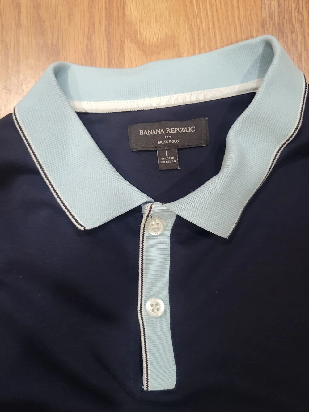 Banana Republic Navy Polo with Light Blue Trim